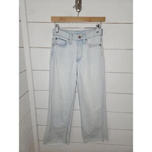 J Crew 24" light blue wash denim cropped slim wide leg jeans